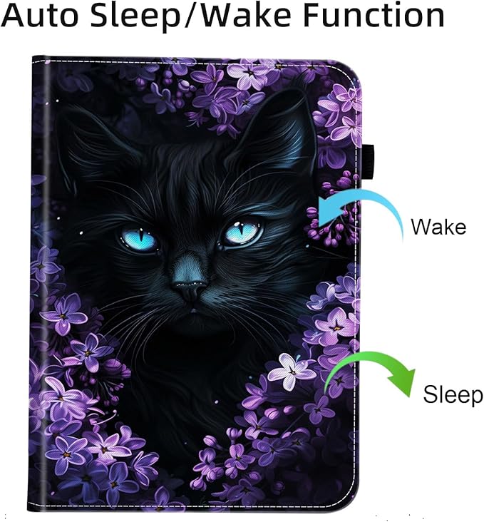 Case for iPad Air 13 Inch M3/M2 (2025/2024) &amp iPad Pro 12.9 Inch 6th/5th/4th/3rd Gen 2022/2021/2020/2018Card Slot PU Leather TPU Case Pen Holder Auto Wake SleepCute Flower Cat
