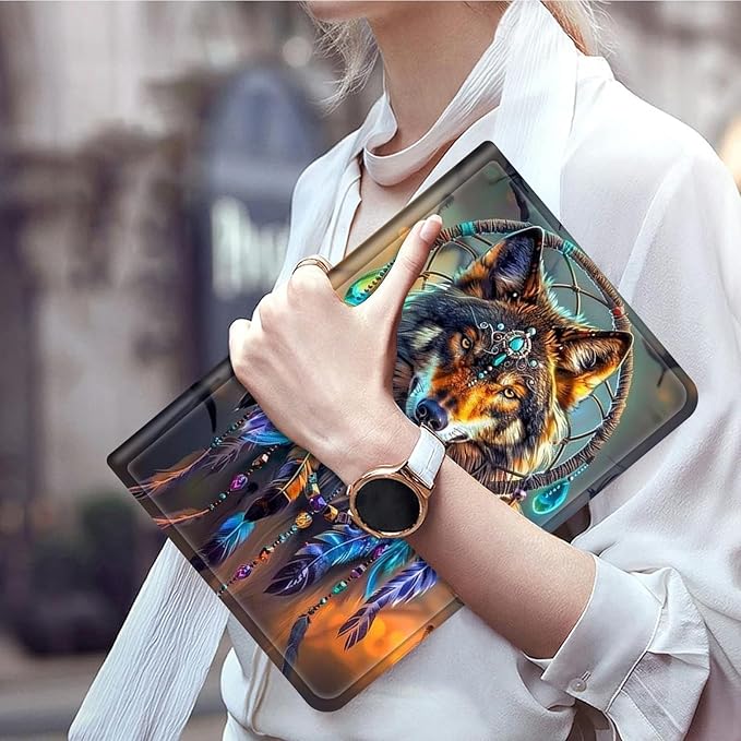 Case for iPad (A16) 11th Generation 11 Inch (2025)/ iPad 10th Generation 10.9 inch 2022Slim PU Leather Smart Cases Covers with Auto Wake/Sleep-Dream Catcher Wolf
