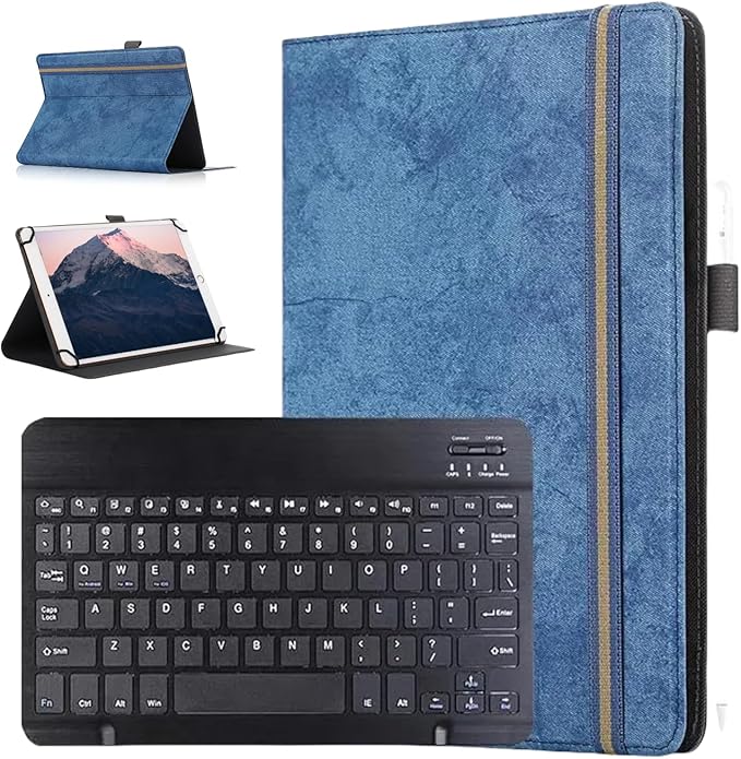 Case for T-Mobile REVVL Tab 2 10.1 Tablet 2025 – 2-in-1 Keyboard Folio with Pen Holder Corner Protection Adjustable Viewing Angles(Blue)