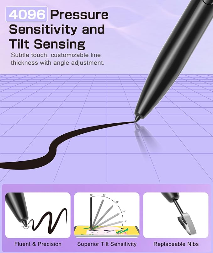Ciscle Magnetic EMR Stylus Compatible with Remarkable 2 Replacement Digital Pen with Eraser 4096 Pressure Levels Palm Rejection Tilt Support for Remarkable/Samsung/Wacom/Onyx EMR Devices-5 Tips