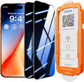 NeverBreak 9H+ Hardness for iPhone 17 Pro Privacy Screen Protector 12FT Military Grade Protection (Scratch Shatter Drop Resistance) Tempered Glass Full Coverage 6.3 2 Pack with De-Bubble Card