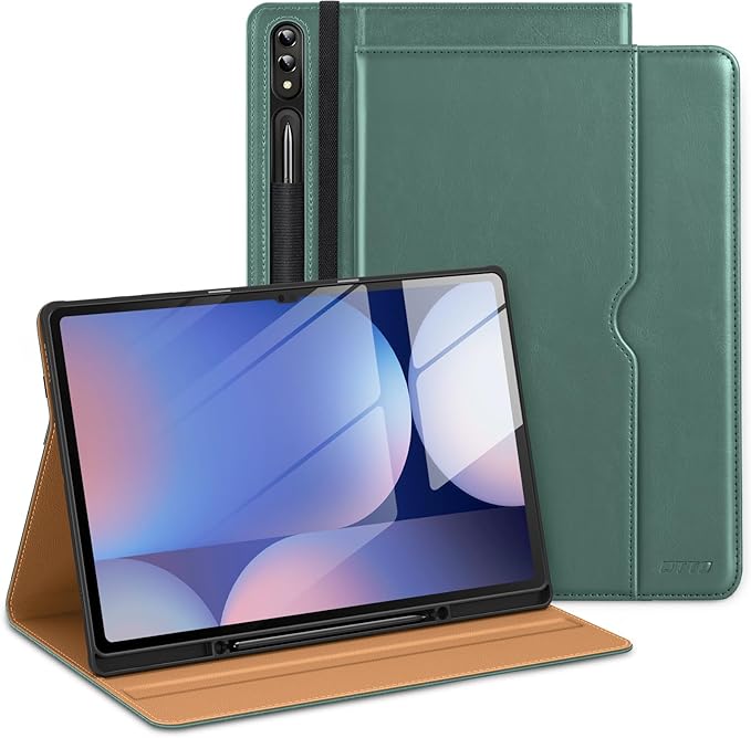 DTTO for Samsung Galaxy Tab S10 Ultra / S9 Ultra / S8 Ultra Case 2024/2023/2022 Premium Leather Business Folio Stand Cover with S Pen Holder for 14.6 Inch Tablet Auto Wake/Sleep Midnight Green