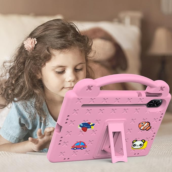 Compatible with Honor Pad X8a 2024/Pad X9 11 inch 2024/Infinix Xpad 11 inch X1101 2024 Tablet Case Kids Shockproof Protective Case with Shoulder Strap &amp Stand Handle Pink
