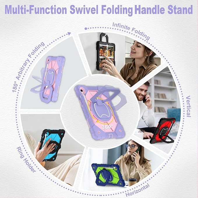 WESOROL Case for Samsung Galaxy Tab S10 Lite/S10 FE/S9 FE 10.9 Inch Galaxy Tab S9 11 InchDrop Protection Samsung S9 FE Tablet Case with Screen Protector Rotate Stand Pen HolderPurple Rose
