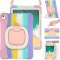 BRAECN iPad Air 3 10.5 2019 Case Protective Silicone Case with Hand Grip Pencil Holder Kickstand Shoulder Strap for iPad Air 10.5 (3rd Gen)/iPad Pro 10.5 Inch-Colorful Pink