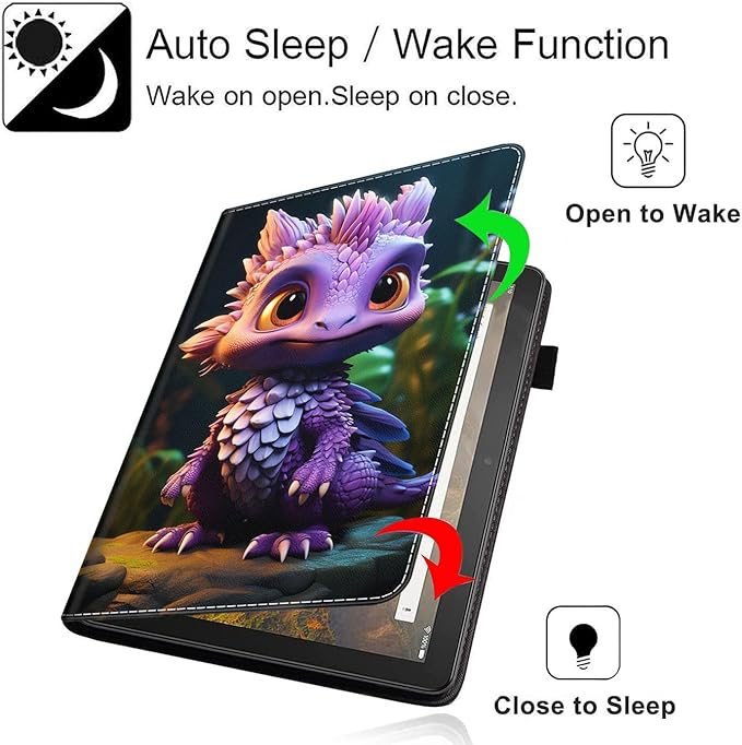 Case for All-New Amazon Kindle Fire HD 10 and Fire HD 10 Plus Tablet (13th/11th Generation 2023/2021 Release) 10.1 Slim Folding Stand Cover with Auto Wake/Sleep Purple Baby Dragon