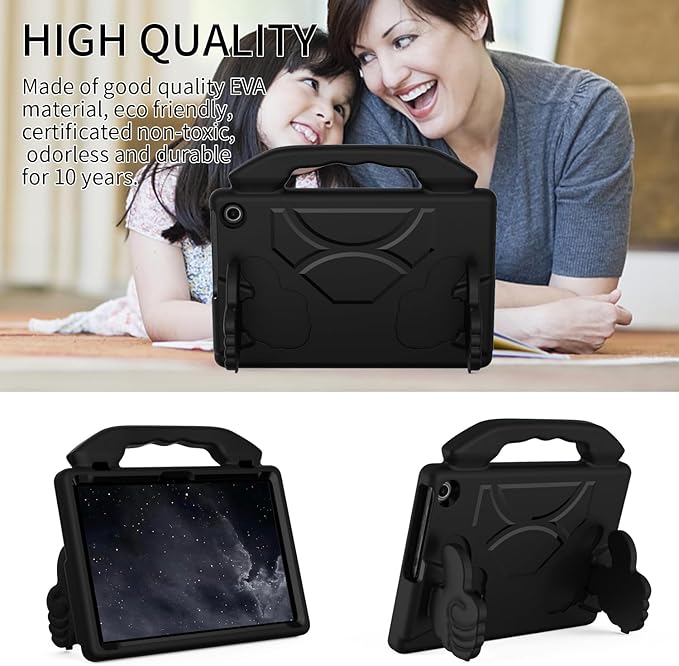 for Amazon Fire Max 11 Kids Tablet Case EVA Material Light Weight Shockproof Rugged Heavy Duty Thumb Kickstand Kids Case for Amazon Fire Max 11 (2023) (Black)