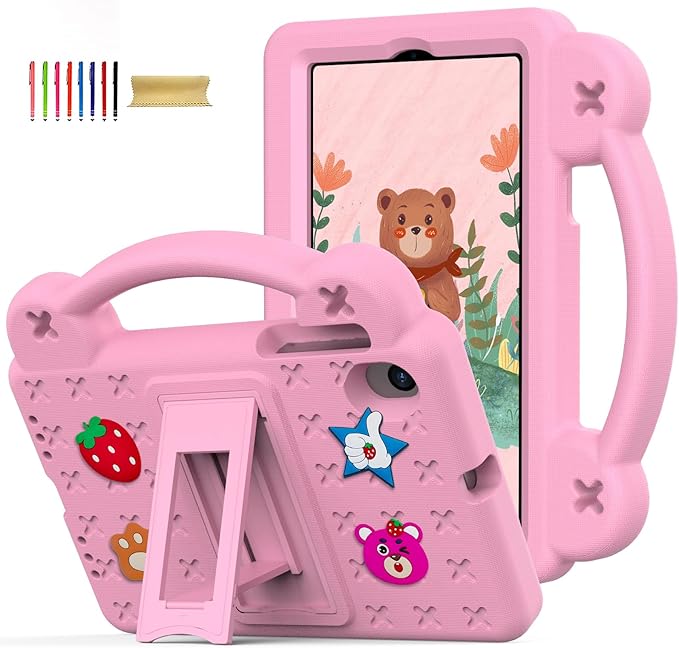 Kids Case for Onn 11 Inch Tablet Pro Case 2024 Model:100146660 EVA Soft Kickstand Cute DIY Figures Handle Design Kids Friendly Lightweight Protective Case for Onn 11 Tablet Pro 2024 Pink