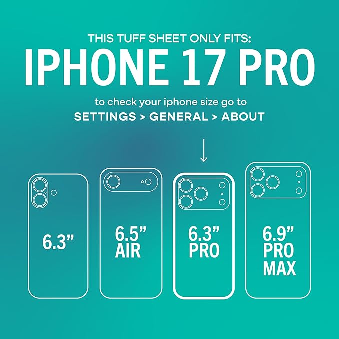 Smartish® iPhone 17 Pro Screen Protector + Camera Lens Covers - Tuff Sheet - 2-Pack Tempered Glass 9H Easy Install Frame Case-Friendly - Dynamic Island for Apple iPhone 17 Pro - Clear 2-Pack