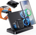 EGV Wireless Charger for Samsung – 3 in 1 Wireless Charging Station for Galaxy S26 Ultra S25 S24 Z Fold Flip 7/6 Detachable Watch Charger for Galaxy Ultra 8/7/6 Foldable Fast Charging No Adapter
