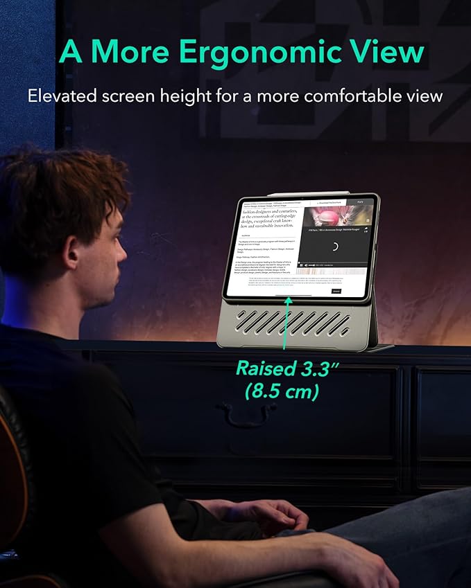 ESR for iPad Pro 12.9 Case (6th/5th Generation 2022/2021) Removable Magnetic Cover Adjustable Portrait/Landscape Stand with Raised Display View 9 Standing Angles Shift Series Titanium
