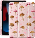 Idocolors Case for iPad 11 inch (A16 Chip) 2025 Generation 11th / iPad 10.9 inch 2022 10th Gen Built-in Pencil Holder with Soft TPU Shockproof Back Shell Auto Wake/Sleep Mushroom-Pink