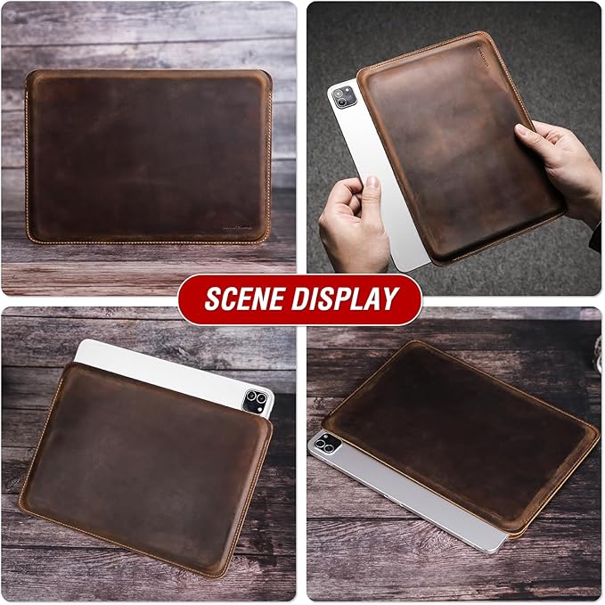 Top Grain Leather Text Custom Sleeve Slim Protector Case for Laptop/Tablet Solid Vintage Design Fully Handmade &amp Text Customizable Compatible with MacBook Pro/Air &amp iPad Pro/Air