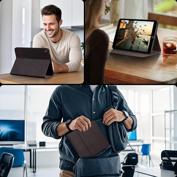 Gexmil Leather Case for iPad 10.2 Inch Case9th/8th/7th Generation(2021/2020/2019)Smart Cover Anti Fingerprint/SlipCowhide Folio Auto Sleep/Wake with Adjustable StandSand Dark Brown
