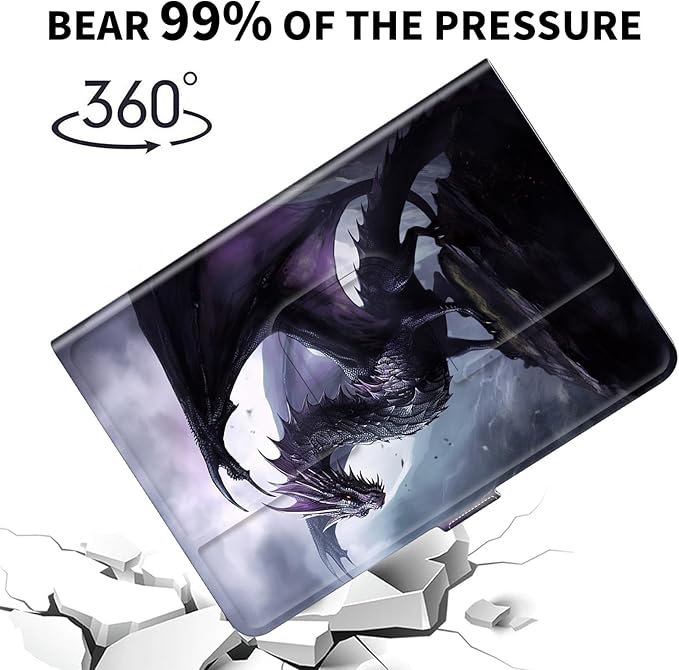 for Universal 10 10.1 Inch Android Tablet Case 360 Degree Rotating PU Leather Stand Folio Cover for iPad 9.7/10.2/10.5/Galaxy Tab 9-10.5/Fire HD10 and More 9.0-10.5 Inch TabletBig Purple Dragon