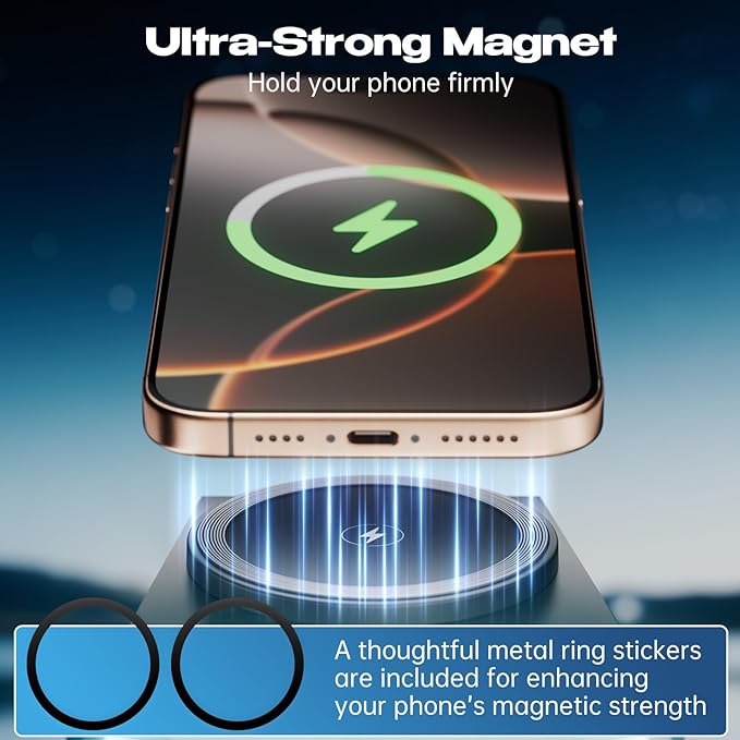 CyberDock 3-in-1 Wireless Charging Station Cybertruck 1:25 Scale Charger with Qi2 Certified 15W Charging for iPhone iWatch AirPods Magnetic Rotating Charger with Ambient Light 30W Adapter Red
