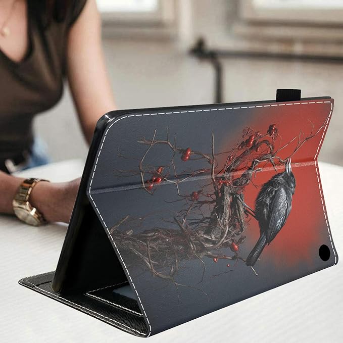 Case for All-New Amazon Kindle Fire HD 10 &amp 10 Plus Tablet (13th/11th Generation 2023/2021 Release) 10.1 - Premium PU Leather Stand Cover with Smart Auto Wake Crow