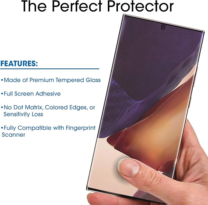 amFilm Ultra Glass Screen Protector for Galaxy Note 20 Ultra UV Gel Application Compatible with UltraSonic FingerPrint Scanner for Galaxy Note 20 Ultra (2020) Tempered Glass 2 Pack