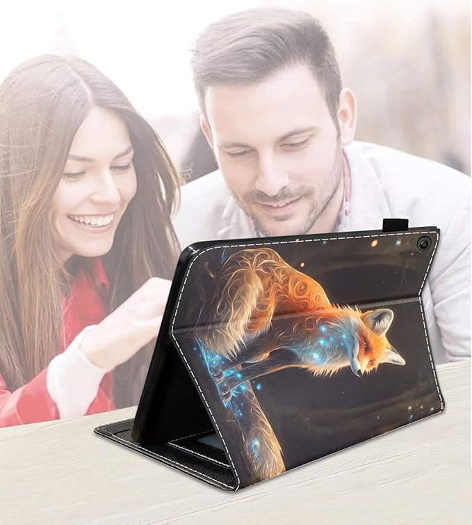 Case for Amazon Kindle Fire 7 Tablet (7 9th/7th Generation 2019/2017 Release) Slim PU Leather Cover with Card Slot &amp Auto Wake/Sleep Fox