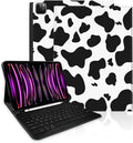 TopPerfekt for iPad Pro 11 4th/3rd/2nd/1st Gen (2022/2021/2020/2018) Keyboard Case Magnetically Absorbent Auto Sleep/Wake Support 2nd Gen Pencil Wireless Charge with Pencil Holder - Black Cow