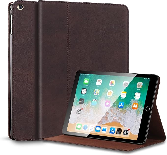 Gexmil Leather Case for Ipad 10.2 2021/2020 Cowhide Folio Cover for New iPad 9th/8th/7th Gen Genuine Leather case Also applies to iPad 10.2 case 2019(Sand Dark Brown)