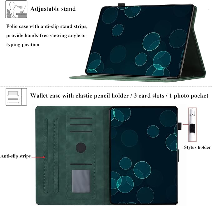 Case for Amazon Kindle Fire HD 8 &amp Fire HD 8 Plus (12th/10th Gen 2024/2022/2020) 8 with Stand/Pencil Holder [Auto Sleep/Wake] UUcovers Embossed Magneic Smart Folio Cover Green Butterfly