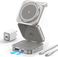 5-in-1 Wireless Charger for MagSafe AC ISLAND Portable Travel Charging Station 35W Max Fast Foldable Magnetic Stand Evolved for iPhone 17-12 &amp Air Series Apple Watch AirPods (with 35W Adapter