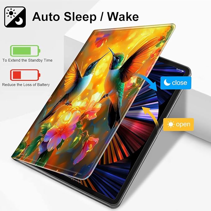 Case for All-New Amazon Fire HD 10 Tablet (13th Generation 10.1 2023 Release)-Slim PU Leather Adjustable Stand Smart Cover with Auto Wake/SleepA Pair of Hummingbirds
