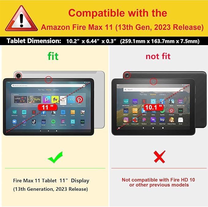 Stand Case for Amazon Kindle Fire Max 11 Tablet (13th Generation 2023 Release) with Auto Wake/Sleep Trifold [Multi-Angle] Slim Lightweight Hard Shell PU Leather Folio Shockproof CoverBlack