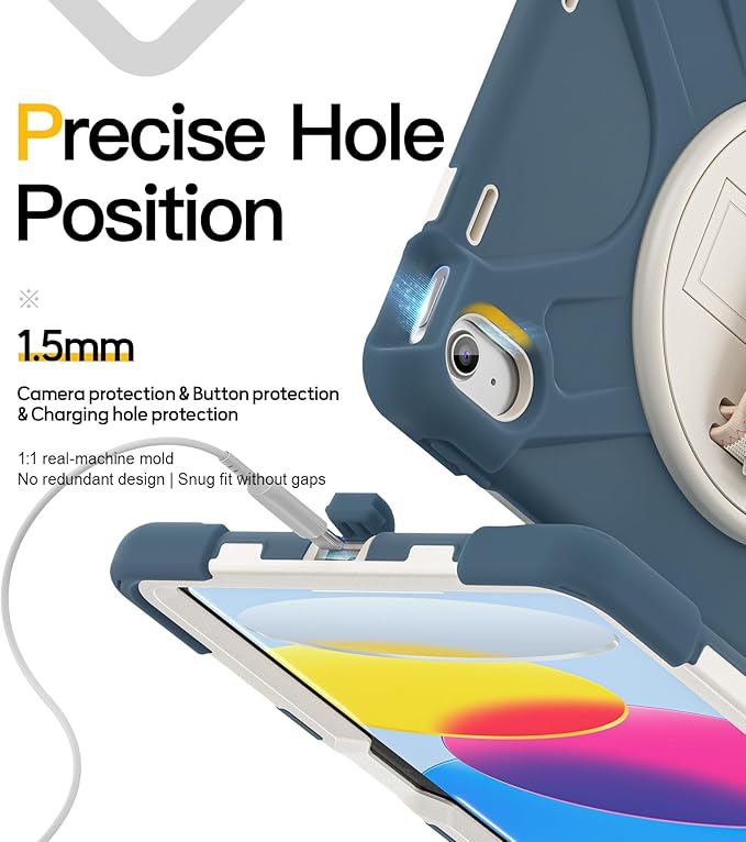 BRAECN for iPad (A16) 11th/10th Generation case 11/10.9 inch 2025/2022 Heavy Duty Shockproof Protective with Pencil Holder Screen Protector 360°Rotating Stand Handle &amp Shoulder Strap Full Body Cov