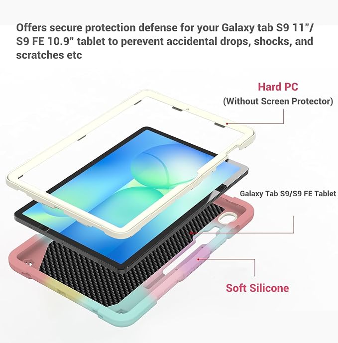 for Samsung Galaxy Tab S10 Lite / S10 FE / S9 FE 5G / S9 Tablet Case 10.9''/ 11'' Rugged Heavy Duty Full Body Kids Girls Girly Cute Kawaii Protective Cover with Stand Shoulder Strap Pink