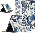 Cute Ocean Whale Shark Turtle Tablet Case for Samsung Galaxy Tab A8 X205/X200 2021 10.5 Summer Sea Shell Starfish Cover for Girls Women Trendy Protective Cases Flip PU Leather Funda
