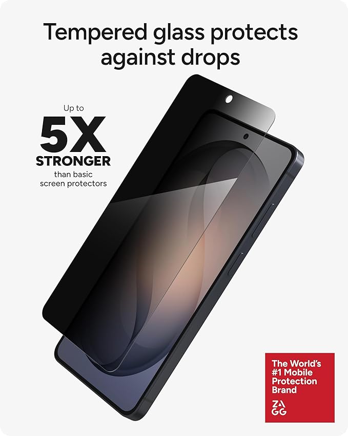 ZAGG Glass Elite Privacy Samsung Galaxy S26 Ultra Screen Protector - Tempered Glass 5X Stronger Impact Protection 2-Way Privacy Filter Smudge-Free ClearPrint Case Friendly Easy Install