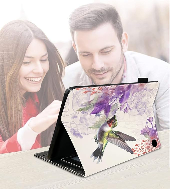 Case for Amazon Fire HD 10/HD 10 Plus Tablet 10.1 (13th/11th Generation 2023/2021 Release) Slim PU Leather Cover with Card Slot &amp Auto Wake/Sleep Hummingbird
