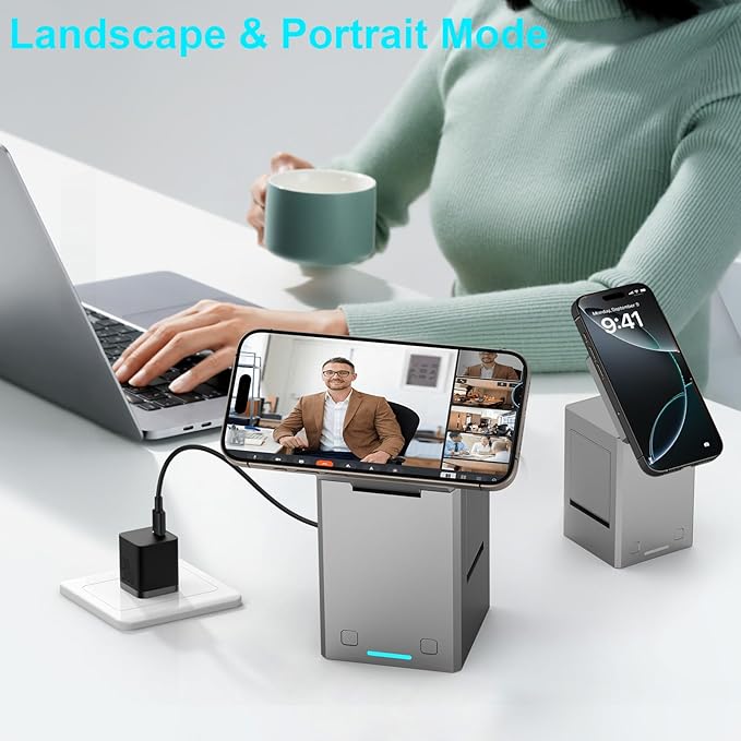25W 3 in 1 Charging Station for Apple DevicesAuto Open/Close Mag-Safe Wireless Charging Stand CubeTravel Wireless Charger Dock for iPhone 16/15/14Series &amp Apple Watch &amp AirPods (Metal Gray)
