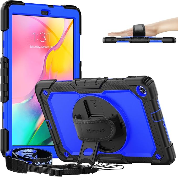 Timecity for Samsung Galaxy Tab A 10.1 Case 2019 Only Fit (SM-T510/ SM-T515/ SM-T517) Drop Proof with Hand Strap Stand Screen Protector Pencil Holder （NOT FIT for 2016 Release） - Dark Blue
