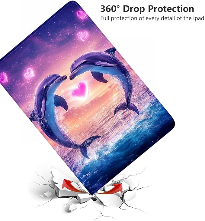 Case for Samsung Galaxy Tab A11 / Tab A9 8.7-Inch 2025/2023Slim Protective LeatherAuto Wake/SleepAdjustable Viewing Angle Stand.Dolphin Bubbles