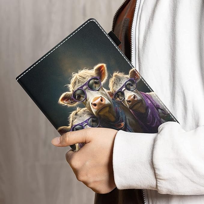 Case for All-New Amazon Kindle Fire HD 10 &amp 10 Plus Tablet 10.1 (13th/11th Generation 2023/2021 Release) - PU Leather Folio Case with Smart Auto Wake/Sleep Funny Cows Combination