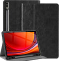 Gexmil Genuine Leather Case for Samsung Galaxy Tab S8 Ultra 14.6 Inch with Pencil HolderShockproof Protective Adjustable Kickstand Smart Premium Folio Flip Tablet Cover Black