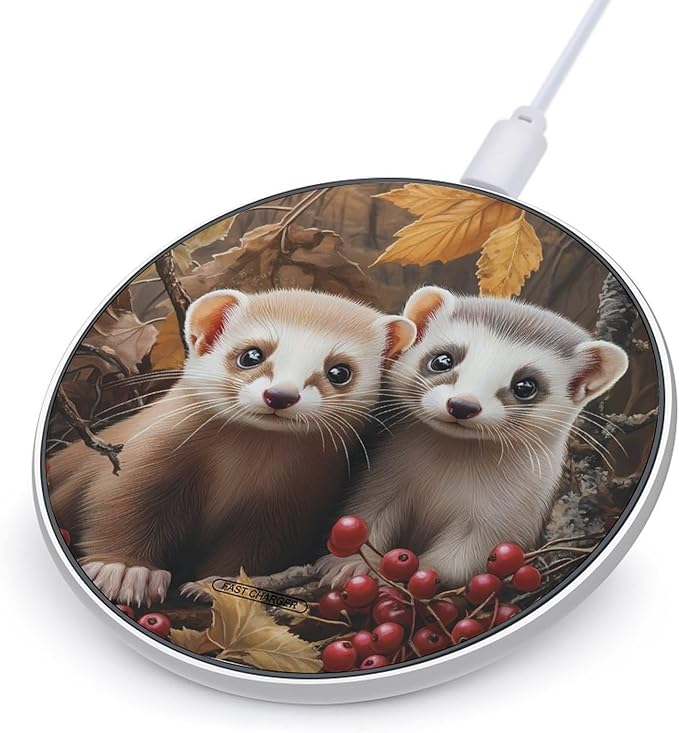 Cute Weasel Wireless Charger Anti-Slip Wireless Charging Pad Slim Charger Mat for Men Women