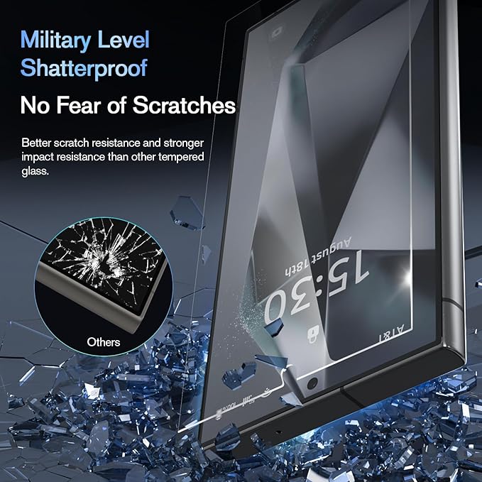 bersem 3 Pack for Samsung Galaxy S24 Ultra Screen Protector + 1 Pack Camera Lens Protector 9H+ Tempered Glass Film with Customized Installation Tray Military Grade Shatterproof HD Clear