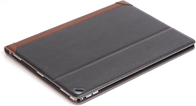 iPad Pro 1st 2nd (12.9 inch) Case DMaos Vintage Book Synthetic Leather Stand Folio Smart Cover Auto Sleep/Wake Business Document Card Holder - Black