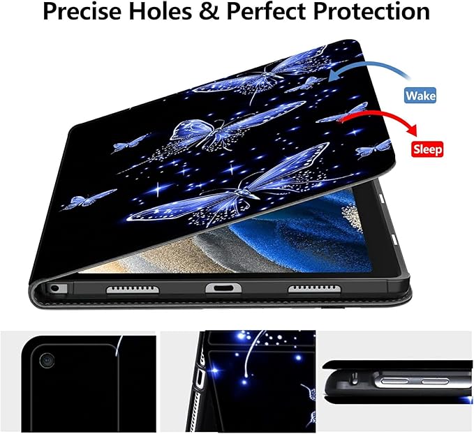 Case for Amazon Fire HD 10 and 10 Plus Tablet (13th/11th Generation 2023/2021 Release) 10.1 PU Leather Smart Protective Cover with Auto Sleep/Wake for Fire HD 10 2023Glowing Butterflies