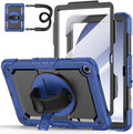Case for Samsung Galaxy Tab A9+/A9 Plus 11 Inch 2023(SM-X210/X216/X218) Ubearkk Full-Body Drop Protection Case with Screen Protector 360° Rotating Stand and Hand/Shoulder Strap Navy Blue