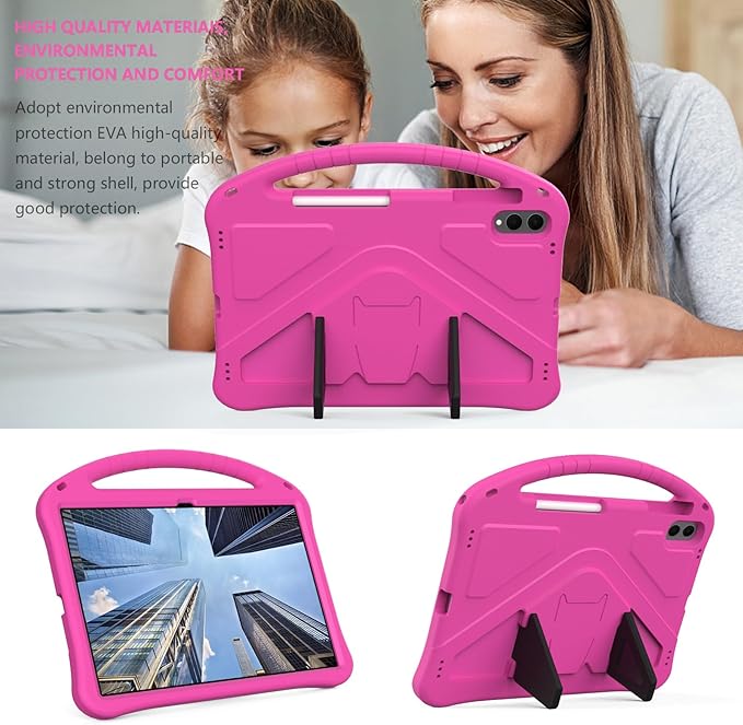 for Galaxy Tab S11 Ultra 14.6 inch Case Kids 2025 with Strap EVA Stand Kickstand Cover for Samsung S11 Ultra Tablet Case 14.6'' (Rose)