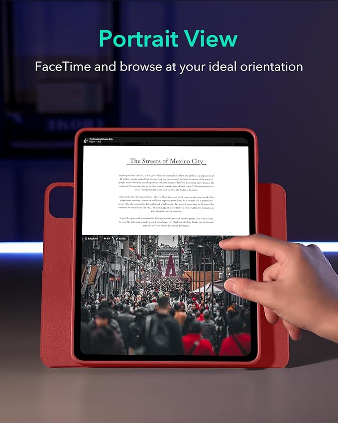 ESR for iPad Pro 12.9 Case (6th/5th Generation 2022/2021) Removable Magnetic Cover Adjustable Portrait/Landscape Stand with Raised Display View 9 Standing Angles Shift Series Red