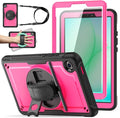 Case for Samsung Galaxy Tab A11 8.7 Inch 2026 Galaxy Tab A9 8.7 Inch 2023 Drop Protection with Screen Protector 360°Rotate Hand Strap&ampStand+Shoulder Strap Pencil Holder Rose Red