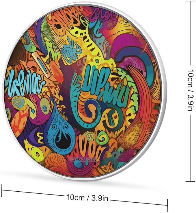 Colorful Pattern Wireless Charger Fast Wireless Charging Pad with USB Cable 10W Anti-Slip Magnetic Wireless Charger Portable Slim Charger Puck Travel Charging Station