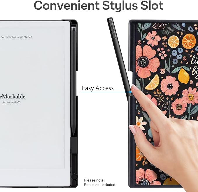 CoBak Case for Remarkable 2 Paper Tablet - Lightweight and Hard Back Shell Protective Book Folio Cover with Built-in Pen Holder - Only for 10.3 2020 Released (Little Joys)