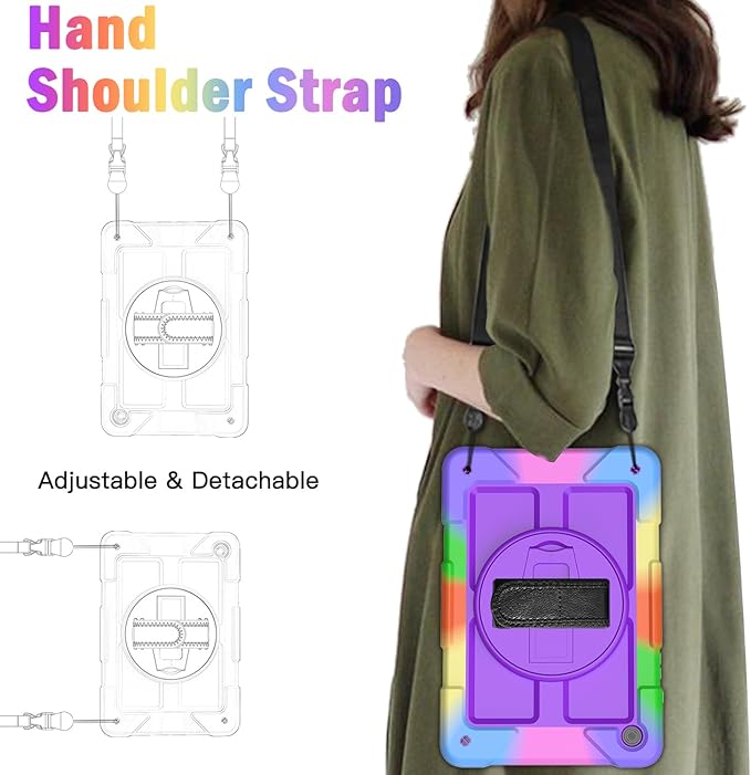 BMOUO for Samsung Galaxy Tab A9+/A9 Plus Case 11 2023 (SM-X210/X216/X218) Shockproof Galaxy Tab A9 Plus Case with Rotating Stand and Hand/Shoulder Strap Purple